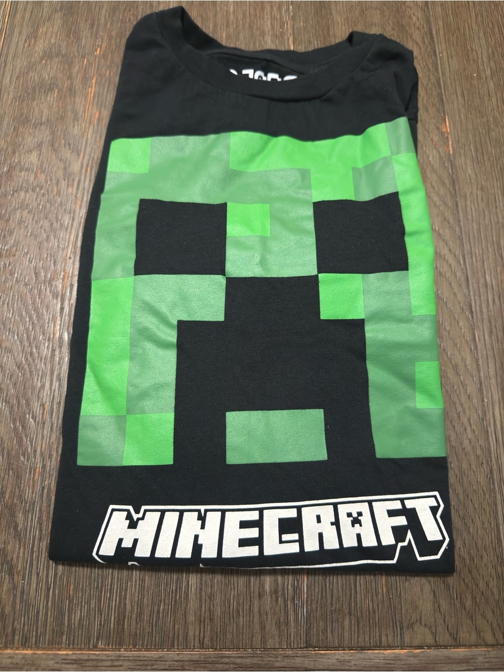 Minecraft Kids' Black Tee with Green Creeper Graphic